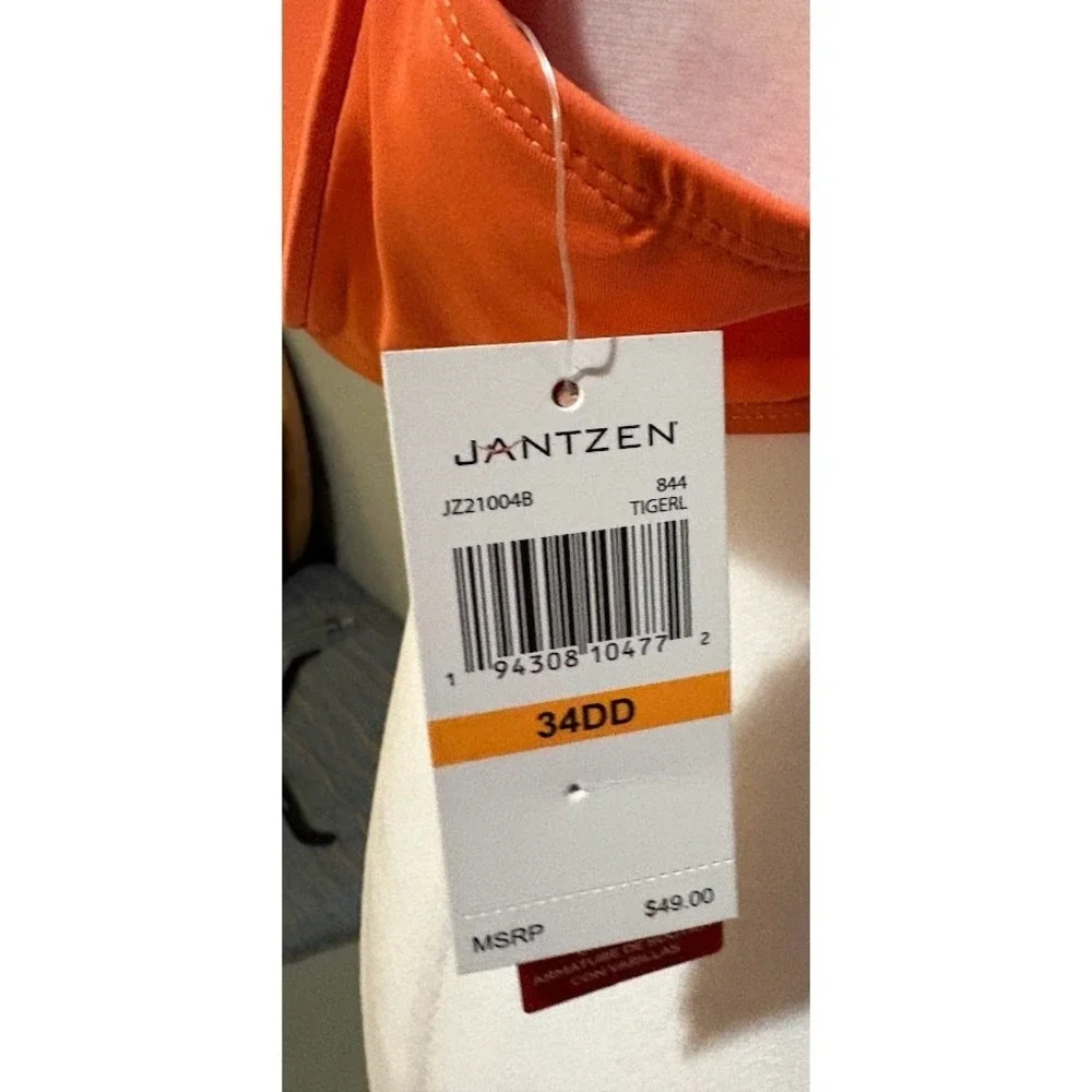 Jantzen Bikini Top Womens 34DD Orange New Underwire Ruched Sweetheart‎ JZ21004B